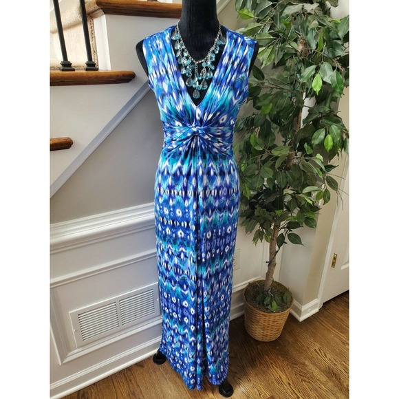 Kate & Mallory Dresses & Skirts - Kate & Mallory Women's Blue Polyester V-Neck Sleeveless Long Maxi Dress Size S